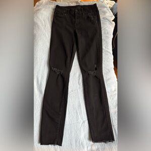 MOTHER Black Distressed ,Stretch Skinny Jeans Size 24